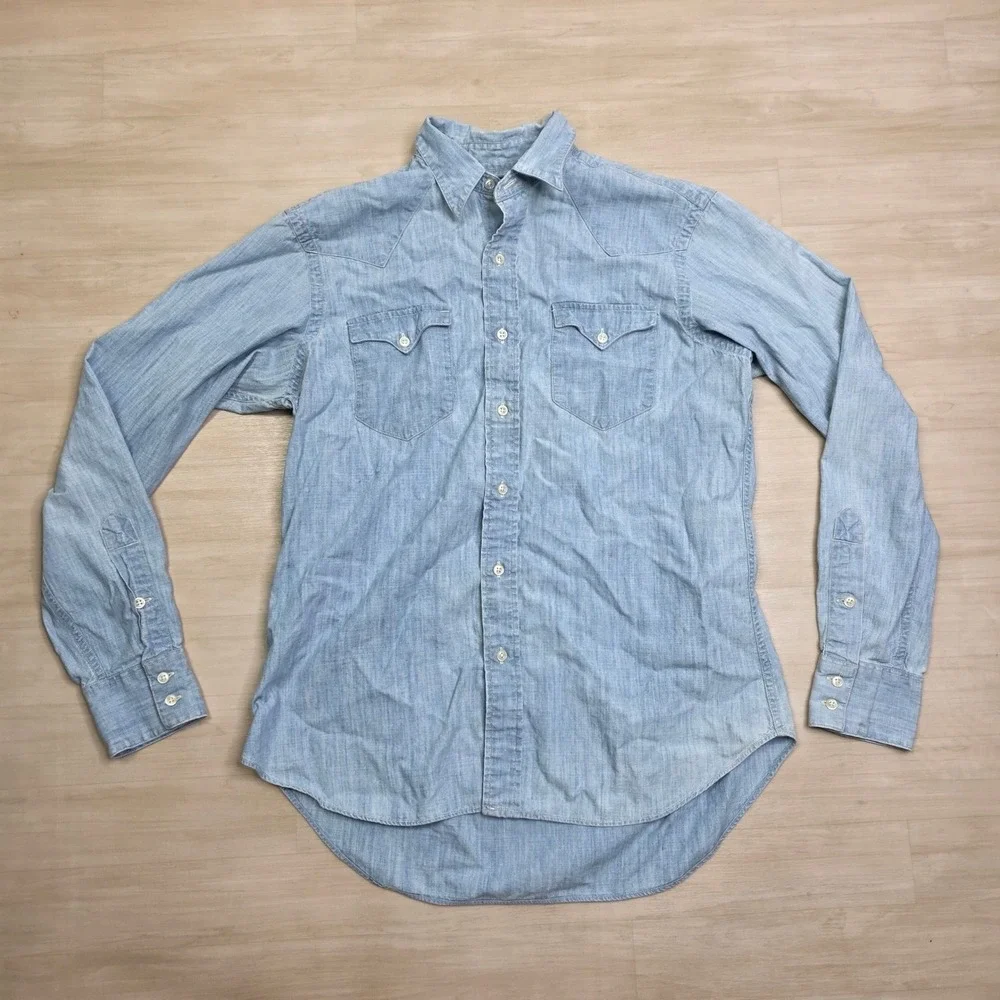 Polo Ralph Lauren New Classic Western Light Wash Size Medium Button Down Shirt